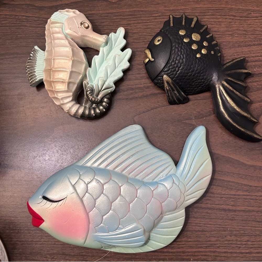 Vintage Miller Studio Anthropomorphic Chalkware Kitschy Under The Sea Creatures